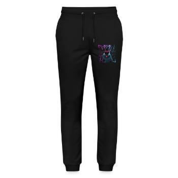 Cyber Cockatiel Neon Bloom - Stanley/Stella Mover Unisex Organic Jogging Trousers - black - Front - Marisol (170cm) & Nik (191cm)