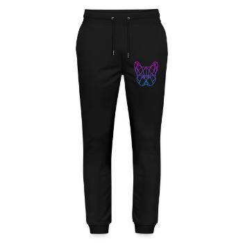 Geometrischer Bulldog Neon Gradient - Stanley/Stella Unisex Bio Jogginghose Mover  - Schwarz - Vorne - Marisol (170cm) & Nik (191cm)
