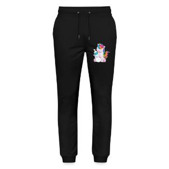 Unicorn Baby Bottle Milk - Stanley/Stella Mover Unisex Organic Jogging Trousers - black - Front - Marisol (170cm) & Nik (191cm)