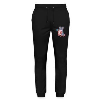 Maus Dart Dartpfeil Dartscheibe - Stanley/Stella Unisex Bio Jogginghose Mover  - Schwarz - Vorne - Marisol (170cm) & Nik (191cm)