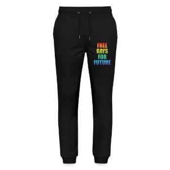 LGBT Free Gays pour Future Rainbow Gay Queer - Pantalon de jogging bio MOVER Stanley/Stella unisexe - noir - Devant - Marisol (170cm) & Nik (191cm)