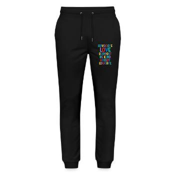Advocate Love Support Accept Be Kind - Stanley/Stella Mover Unisex Organic Jogging Trousers - black - Front - Marisol (170cm) & Nik (191cm)