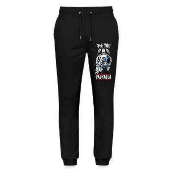 See you in Valhalla Viking Blood Odin Raben - Stanley/Stella Unisex Bio Jogginghose Mover  - Schwarz - Vorne - Marisol (170cm) & Nik (191cm)