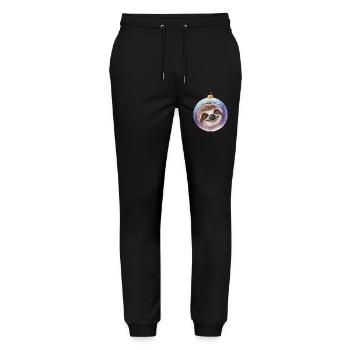 Christmas Sloth Santa - Stanley/Stella Mover Unisex Organic Jogging Trousers - black - Front - Marisol (170cm) & Nik (191cm)