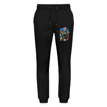 Retro Bmx Racing Bunt - Farbiges Bmx Fahrrad - Bmx - Stanley/Stella Unisex Bio Jogginghose Mover  - Schwarz - Vorne - Marisol (170cm) & Nik (191cm)