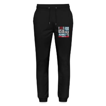 God for us (dark) - Stanley/Stella Mover Unisex Organic Jogging Trousers - black - Front - Marisol (170cm) & Nik (191cm)