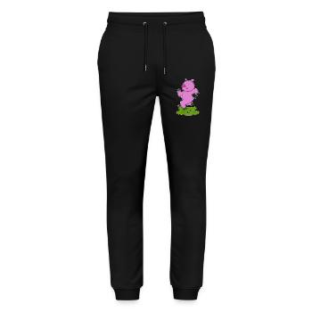 Schwein Jogger Joggen Sport - Stanley/Stella Unisex Bio Jogginghose Mover  - Schwarz - Vorne - Marisol (170cm) & Nik (191cm)