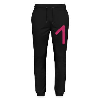 1 Number One Number Pink Red Birthday - Stanley/Stella Mover Unisex Organic Jogging Trousers - black - Front - Marisol (170cm) & Nik (191cm)