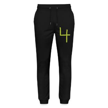4 Number four number green birthday - Stanley/Stella Mover Unisex Organic Jogging Trousers - black - Front - Marisol (170cm) & Nik (191cm)