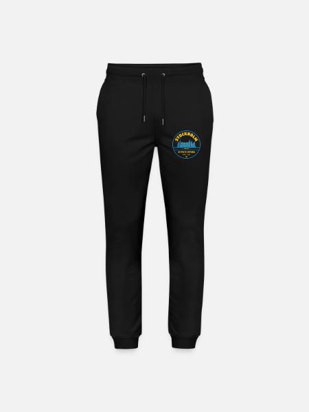 Stockholm Skyline Abzeichen Blau Gelb - Stanley/Stella Unisex Bio Jogginghose Mover - Schwarz