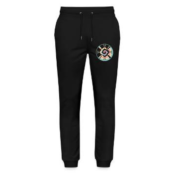 Galactic Butterfly Hunab Ku - aztec symbol - Stanley/Stella Mover Unisex Organic Jogging Trousers - black - Front - Marisol (170cm) & Nik (191cm)