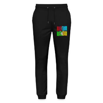 Colourful Cats (Pop Art) designed by HeiArts - Stanley/Stella Unisex Bio Jogginghose Mover  - Schwarz - Vorne - Marisol (170cm) & Nik (191cm)