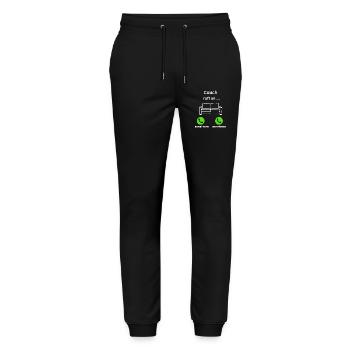 Couch ruft an - annehmen oder annehmen? - Stanley/Stella Unisex Bio Jogginghose Mover  - Schwarz - Vorne - Marisol (170cm) & Nik (191cm)