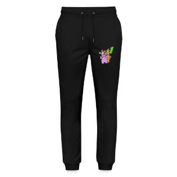 1 Jahr alt - Einschulung - Tiere Motiv - Gewinner - Stanley/Stella Unisex Bio Jogginghose Mover  - Schwarz - Vorne - Marisol (170cm) & Nik (191cm)