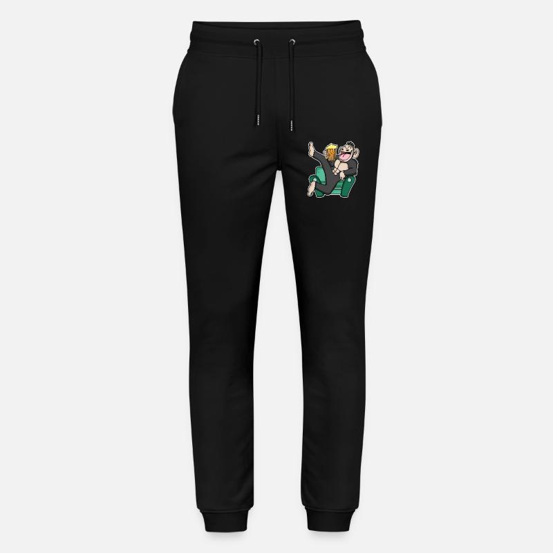 Funny monkey drinks beer - Stanley/Stella Mover Unisex Organic Jogging Trousers - black