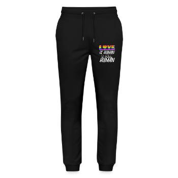 Human Rights Lgbt Love Heart Statement Homo - Stanley/Stella Mover Unisex Organic Jogging Trousers - black - Front - Marisol (170cm) & Nik (191cm)