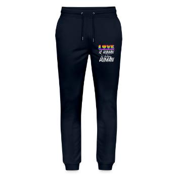 Human Rights Lgbt Love Heart Statement Homo - Stanley/Stella Mover Unisex Organic Jogging Trousers - navy - Front - Marisol (170cm) & Nik (191cm)