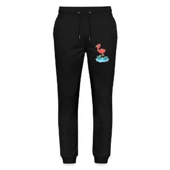 Flamingo Shark Fins - Stanley/Stella Mover Unisex Organic Jogging Trousers - black - Front - Marisol (170cm) & Nik (191cm)