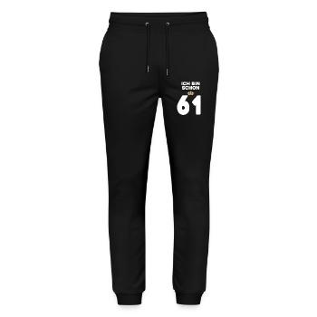 61. Geburtstag Geschenk - 61 Jahre mit Krone - Stanley/Stella Unisex Bio Jogginghose Mover  - Schwarz - Vorne - Marisol (170cm) & Nik (191cm)