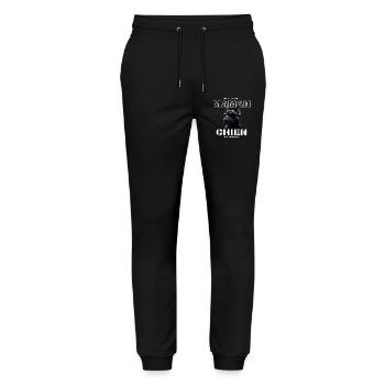 Maman Chien au Monde Bulldog - Pantalon de jogging bio MOVER Stanley/Stella unisexe - noir - Devant - Marisol (170cm) & Nik (191cm)