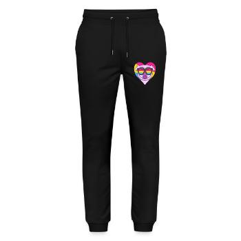 Pansexual Pig Heart Gift - Stanley/Stella Mover Unisex Organic Jogging Trousers - black - Front - Marisol (170cm) & Nik (191cm)