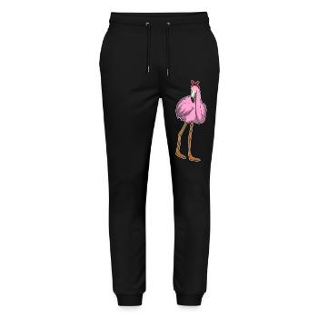 Flamingo Haarschleife - Stanley/Stella Unisex Bio Jogginghose Mover  - Schwarz - Vorne - Marisol (170cm) & Nik (191cm)