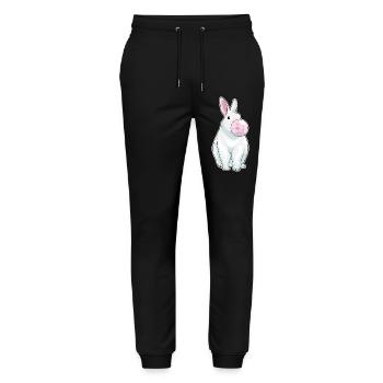 Rabbit Chewing Gum - Stanley/Stella Mover Unisex Organic Jogging Trousers - black - Front - Marisol (170cm) & Nik (191cm)