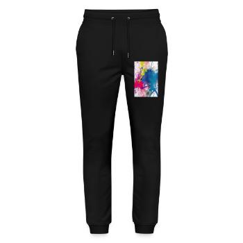 Splashes of color. Painting - Stanley/Stella Mover Unisex Organic Jogging Trousers - black - Front - Marisol (170cm) & Nik (191cm)