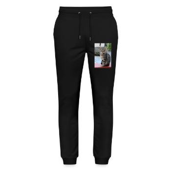 cute cat gift for cat lovers - Stanley/Stella Mover Unisex Organic Jogging Trousers - black - Front - Marisol (170cm) & Nik (191cm)