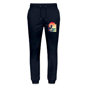 The Great Wave off Kanagawa - Stanley/Stella Mover Unisex Organic Jogging Trousers - navy - Front - Marisol (170cm) & Nik (191cm)