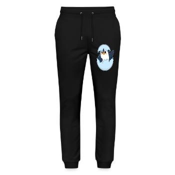 Pinguin Eierschale - Stanley/Stella Unisex Bio Jogginghose Mover  - Schwarz - Vorne - Marisol (170cm) & Nik (191cm)