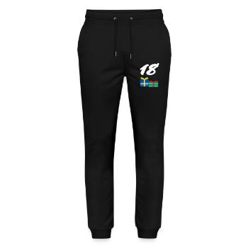geschenkbox, 18 geschenke bunt - Stanley/Stella Unisex Bio Jogginghose Mover  - Schwarz - Vorne - Marisol (170cm) & Nik (191cm)