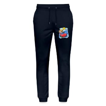 Watermelon Whale - Stanley/Stella Mover Unisex Organic Jogging Trousers - navy - Front - Marisol (170cm) & Nik (191cm)
