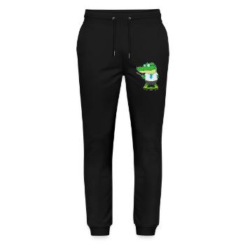 Crocodile Teacher Pointing Stick School - Stanley/Stella Mover Unisex Organic Jogging Trousers - black - Front - Marisol (170cm) & Nik (191cm)