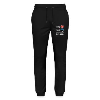 Estland und Schweiz 100% Genial Flagge - Stanley/Stella Unisex Bio Jogginghose Mover  - Schwarz - Vorne - Marisol (170cm) & Nik (191cm)