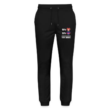 Kambodscha und Schweiz 100% Genial Flagge - Stanley/Stella Unisex Bio Jogginghose Mover  - Schwarz - Vorne - Marisol (170cm) & Nik (191cm)