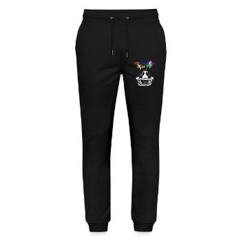 Osterdesign Hase im Korb T-Shirt mit der Frage - Stanley/Stella Unisex Bio Jogginghose Mover  - Schwarz - Vorne - Marisol (170cm) & Nik (191cm)