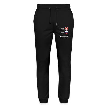 Slowenien und Schweiz 100% Genial Flagge - Stanley/Stella Unisex Bio Jogginghose Mover  - Schwarz - Vorne - Marisol (170cm) & Nik (191cm)