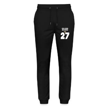 27. Geburtstag Geschenk - 27 Jahre mit Krone - Stanley/Stella Unisex Bio Jogginghose Mover  - Schwarz - Vorne - Marisol (170cm) & Nik (191cm)