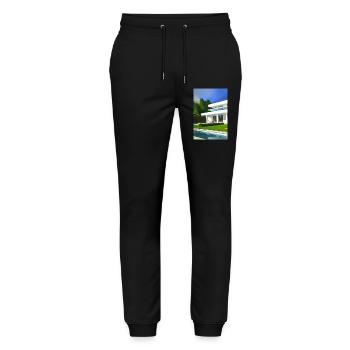 White villa with pool - Stanley/Stella Mover Unisex Organic Jogging Trousers - black - Front - Marisol (170cm) & Nik (191cm)