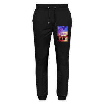 Bridges in London - Stanley/Stella Mover Unisex Organic Jogging Trousers - black - Front - Marisol (170cm) & Nik (191cm)