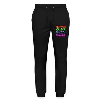 Hot Patootie Bless My Soul Eddie RHPS Regenbogen - Stanley/Stella Unisex Bio Jogginghose Mover  - Schwarz - Vorne - Marisol (170cm) & Nik (191cm)