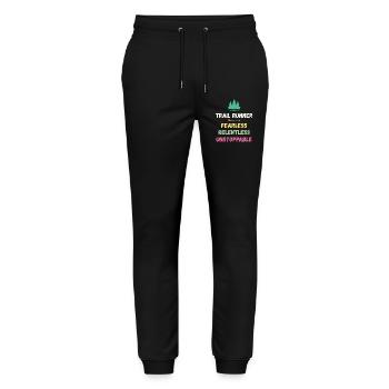 Trail Runner - Intrépide. Implacable. Imparable. - Pantalon de jogging bio MOVER Stanley/Stella unisexe - noir - Devant - Marisol (170cm) & Nik (191cm)