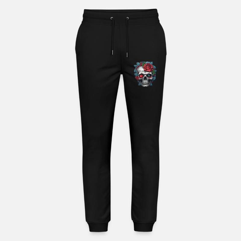 Crâne avec des roses - Pantalon de jogging bio MOVER Stanley/Stella unisexe - noir