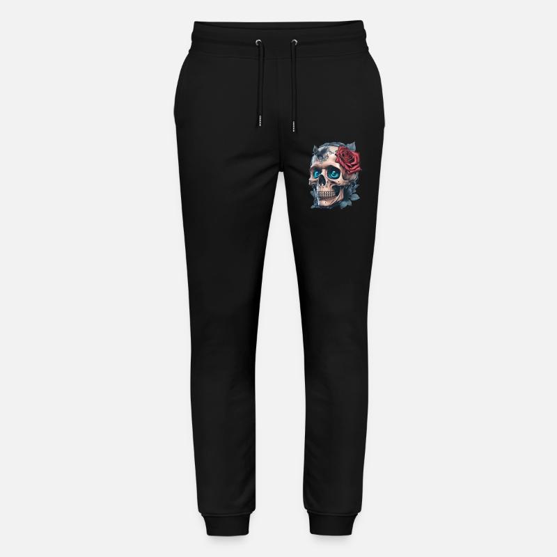 Crâne avec des roses - Pantalon de jogging bio MOVER Stanley/Stella unisexe - noir