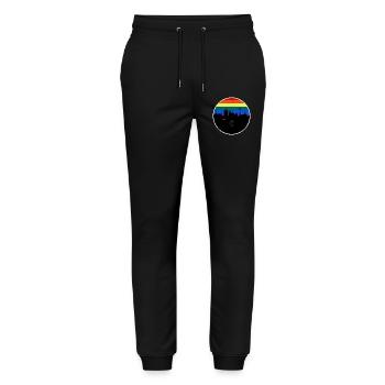 München Skyline Regenbogen - Stanley/Stella Unisex Bio Jogginghose Mover  - Schwarz - Vorne - Marisol (170cm) & Nik (191cm)