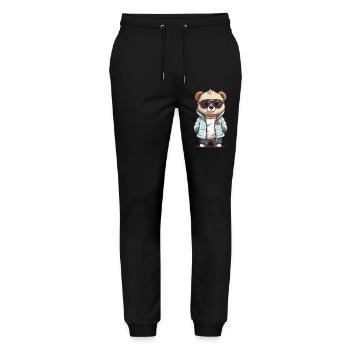 Sunglass Panda in cooler Jacke - Stanley/Stella Unisex Bio Jogginghose Mover  - Schwarz - Vorne - Marisol (170cm) & Nik (191cm)