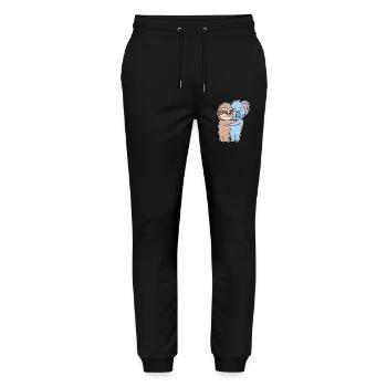 Faultier und Koala umarmen sich - Umarmung - Stanley/Stella Unisex Bio Jogginghose Mover  - Schwarz - Vorne - Marisol (170cm) & Nik (191cm)