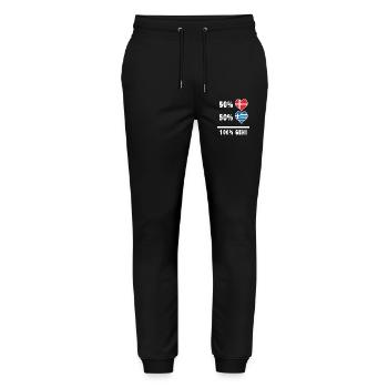 Greece and Denmark 100% genius flag - Stanley/Stella Mover Unisex Organic Jogging Trousers - black - Front - Marisol (170cm) & Nik (191cm)