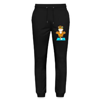 Katze Yoga Fitness Meditation - Stanley/Stella Unisex Bio Jogginghose Mover  - Schwarz - Vorne - Marisol (170cm) & Nik (191cm)